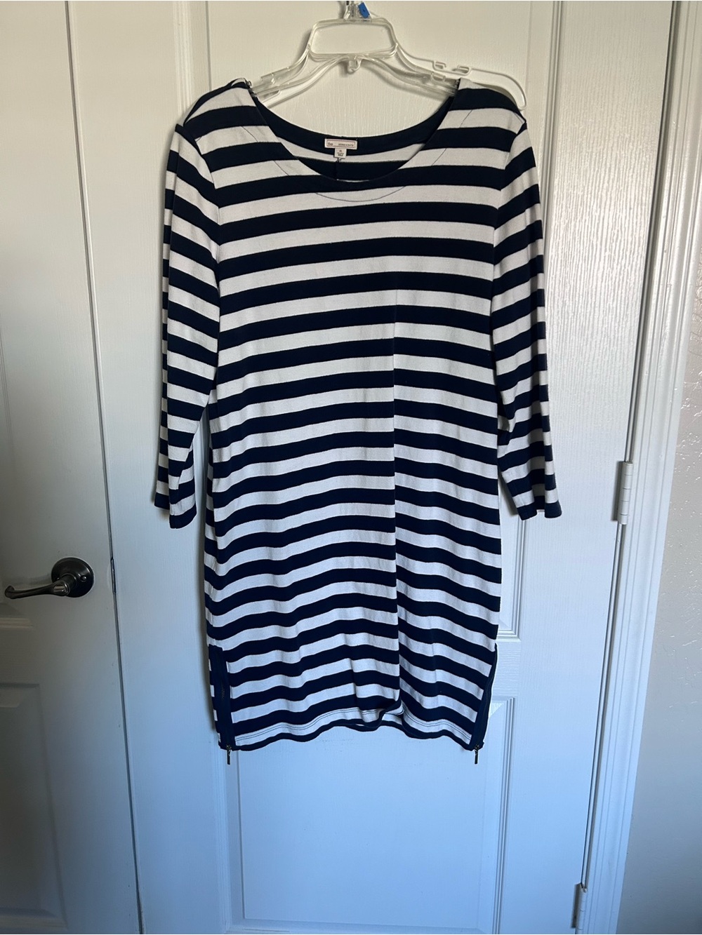 GAP Navy and White Striped Midi Dress
